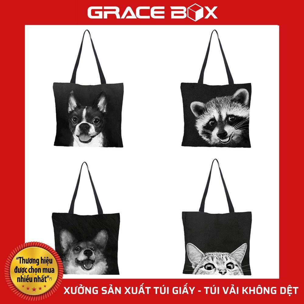 Túi Vải Canvas Bộ Sưu Tập LOVE MEO - Siêu Thị Bao Bì Grace Box