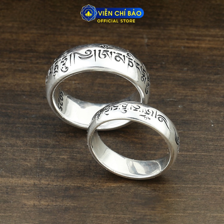 Nhẫn bạc nam Lục Tự Đại Minh Chân Ngôn bản trơn nhiều size chất liệu bạc Thái S925 thương hiệu Viễn Chí Bảo N100015