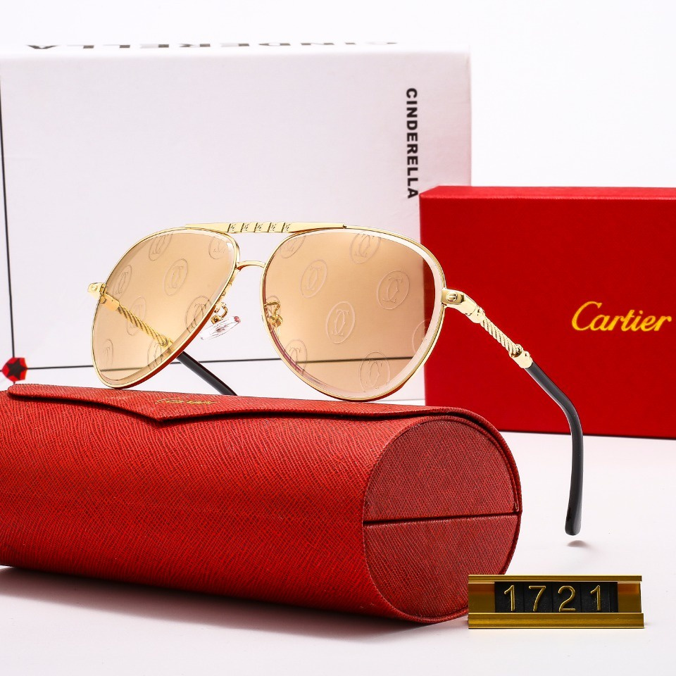 Cartier_ 2021 Mới Thời trang Hàn Quốc Khung lớn Màu phim Kính râm Nam và Nữ Xu hướng Cặp đôi Đường phố Chụp Trăm Phù hợp Trang trí Thời trang Du lịch Kỳ nghỉ Chống tia cực tím Kính râm đi biển