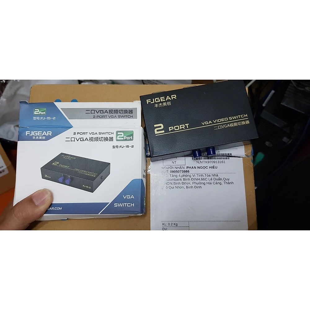 Bộ Chia KVM 1-2, 2 CPU Dùng Chung 1 Màn Hình, 1 Bộ Phím Chuột