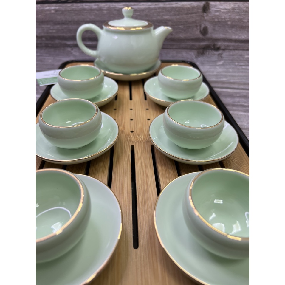 Giá tại xưởng Bộ tách ấm chén ngọc xanh Bát tràng pha trà nhỏ gốm sứ cao cấp tinh xảo đẹp giá rẻ