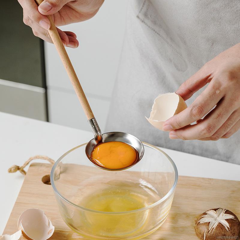 Muỗng múc canh bằng thép không gỉ tay cầm gỗ chống nóng phong cách Nhật Bản
