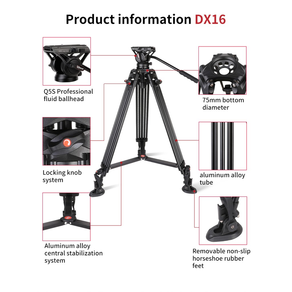 Chân máy quay Coman DX16Q5S Pro