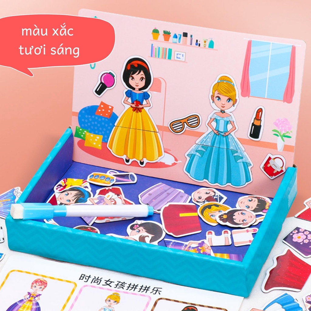 Đồ chơi bé gái ghép hình thiết kế thời trang công chúa theo mẫu nhiều hình chủ đề nhân vật dành cho bé BOBIKIDS BG01