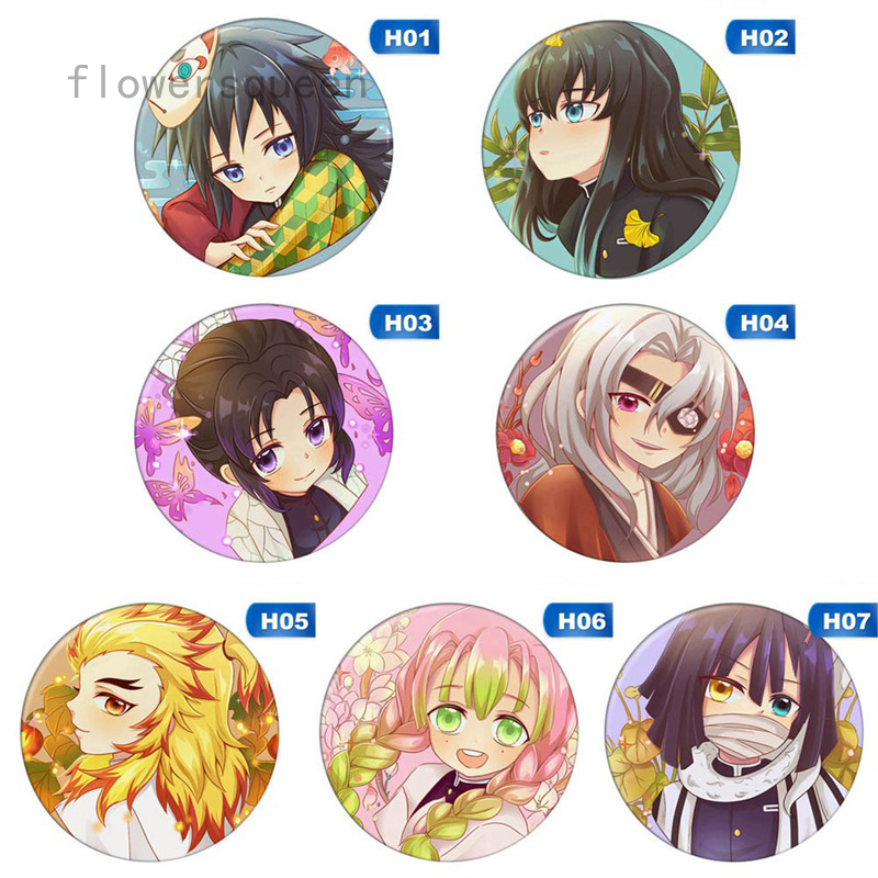 flowersqueen Huy Hiệu Cài Áo Kim Loại Dáng Tròn Phong Cách Anime