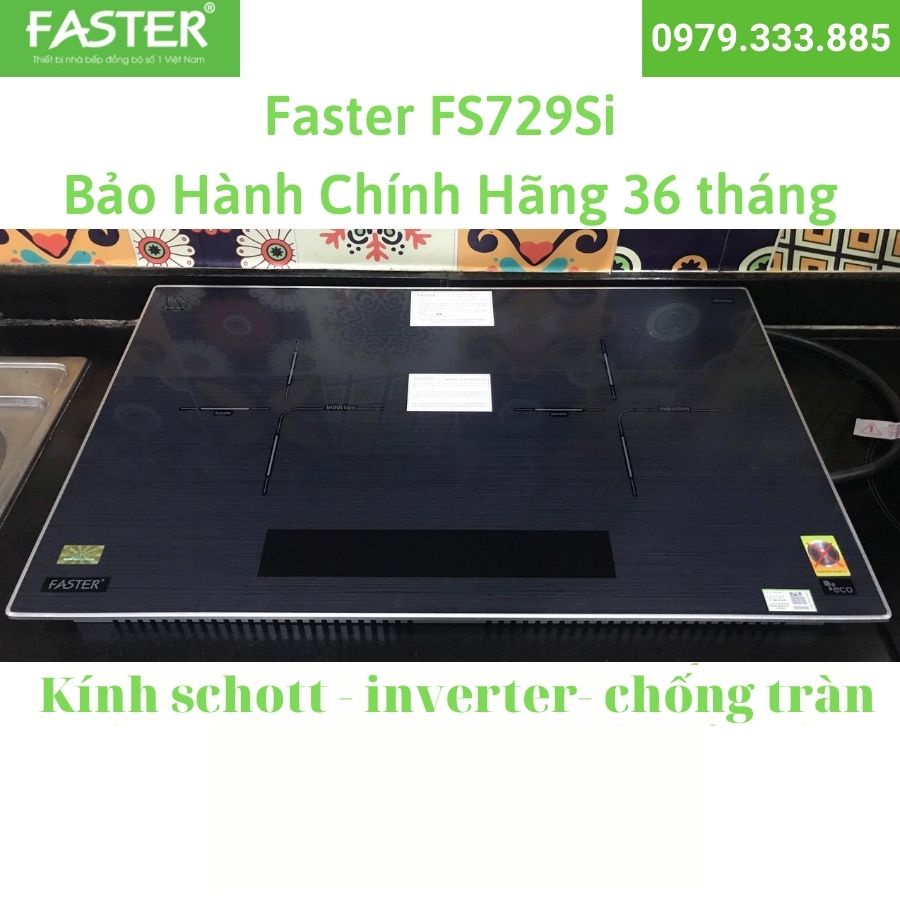 Bếp đôi điện từ Faster FS729Si, bếp từ faster fs 729si, inverter siêu tiết kiệm điện, cảm ứng chống tràn, siêu bền đẹp