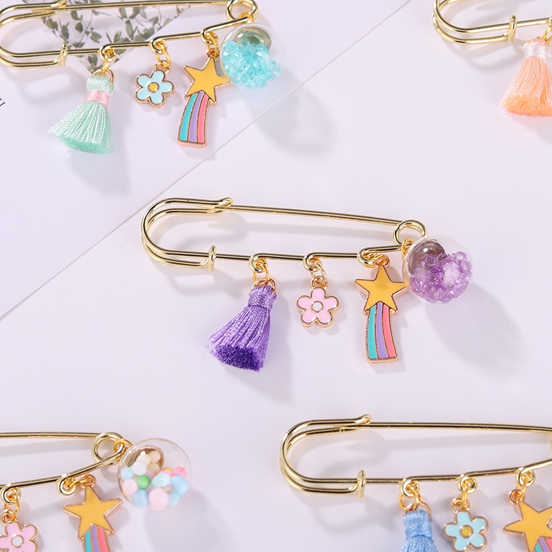 Ghim cài áo trang trí ngôi sao tua rua hạt đá lấp lánh thời trang dành cho cả nam và nữ