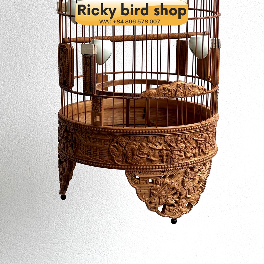 Lồng chim tre, Puteh bird cage -   Samkok design (see through legs)