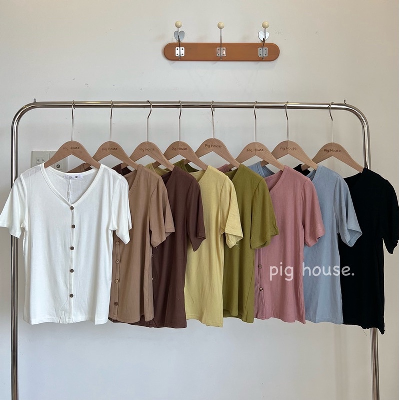 Áo thun tăm nữ cổ V chất mát mịn xinh ( Ảnh thật )