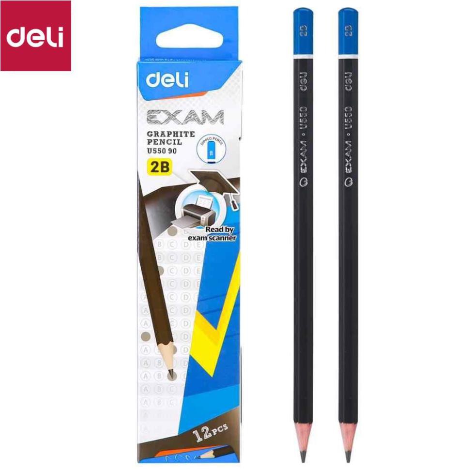 Bút chì Deli Exam 2B - Cực nhạy với máy chấm thi tự động - Combo 6 chiếc / 12 chiếc - EU55090 [Deli]