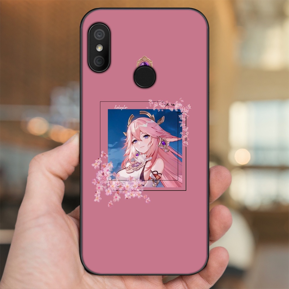 Ốp lưng Xiaomi Redmi 6 Pro, Mi A2 Lite viền đen in hình Yae Miko Genshin Impact