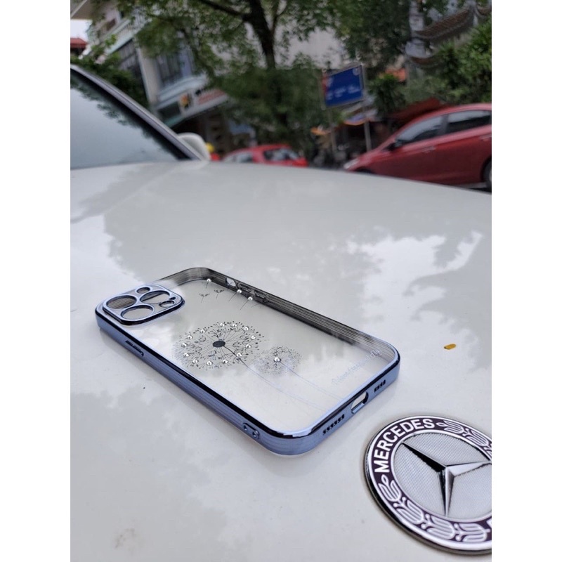 Ốp lưng Likgus hoa đính đá cho iPhone 13, 13 Pro, 13 Pro Max viền xi màu bảo vệ camera siêu đẹp sang trọng