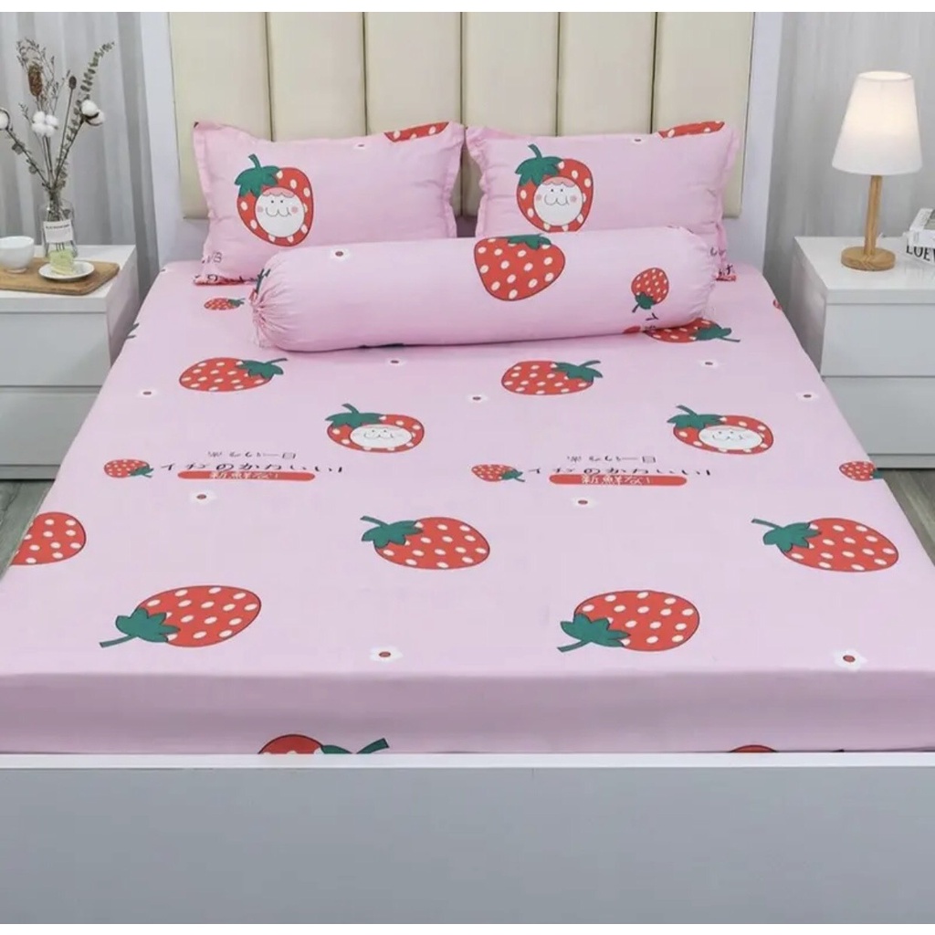 Ga gối cotton poly, ga kèm gối cotton bo chun bọc đệm size 1m6 và 1m8 nhiều mẫu tặng kèm 1 vỏ ôm cùng mầu