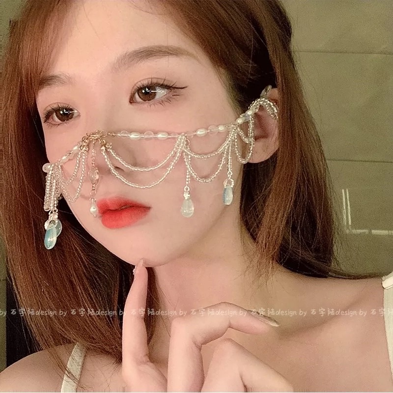 Vòng đội đầu đính hạt cosplay đa năng màu bạc