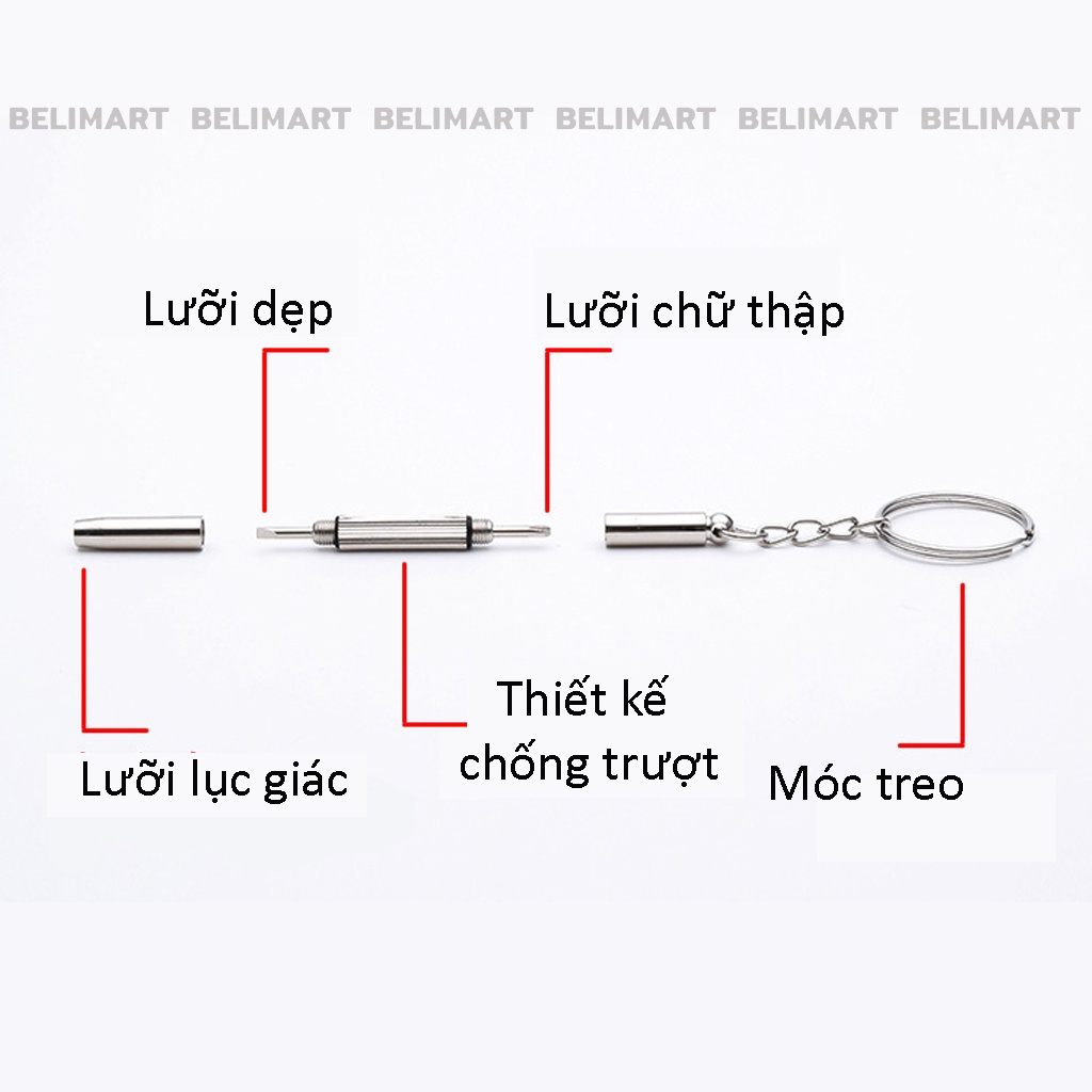 Tua vít đa năng 3 trong 1 sửa mắt kính, đồng hồ, điện thoại, máy tính, đồ gia dụng tích hợp móc khóa Beli BL025