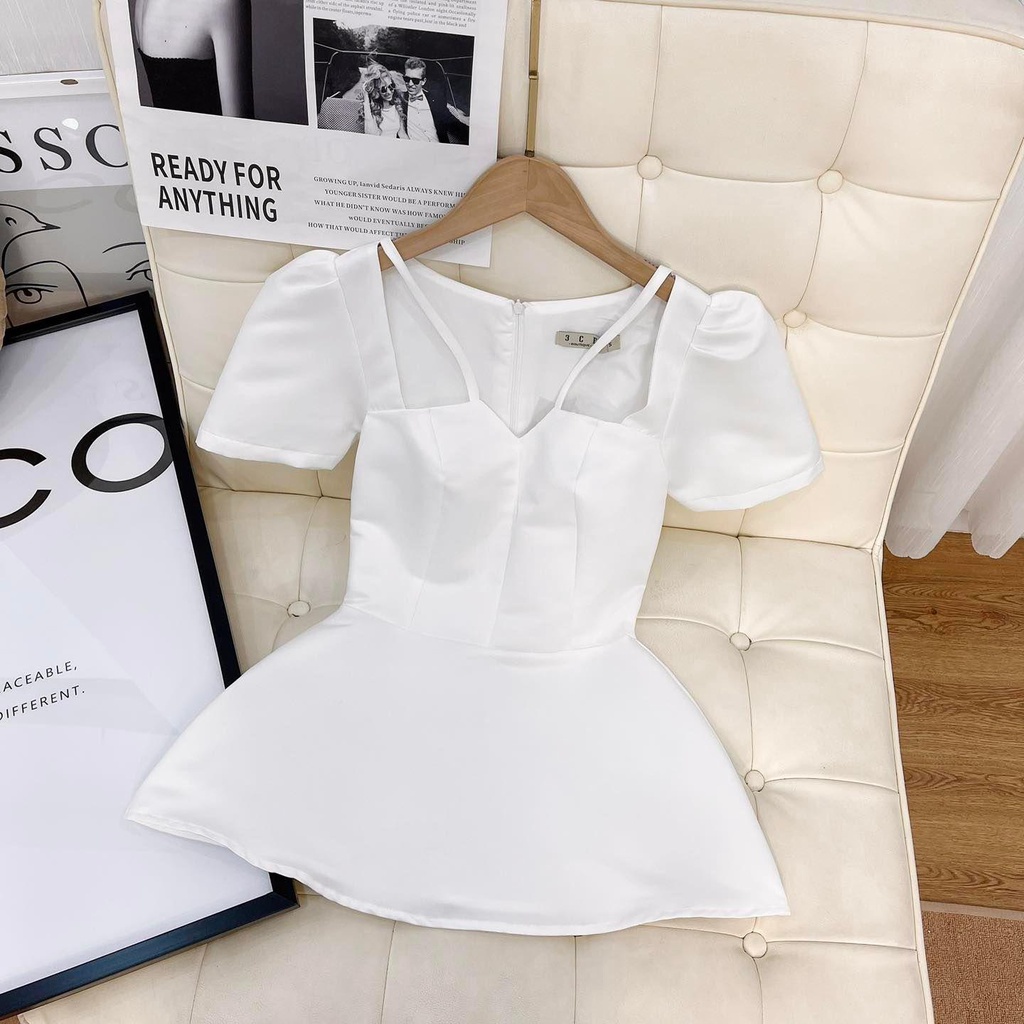 Áo peplum phối dây taynhi1 bo eo dáng xòe mặc công sở hay đi phố