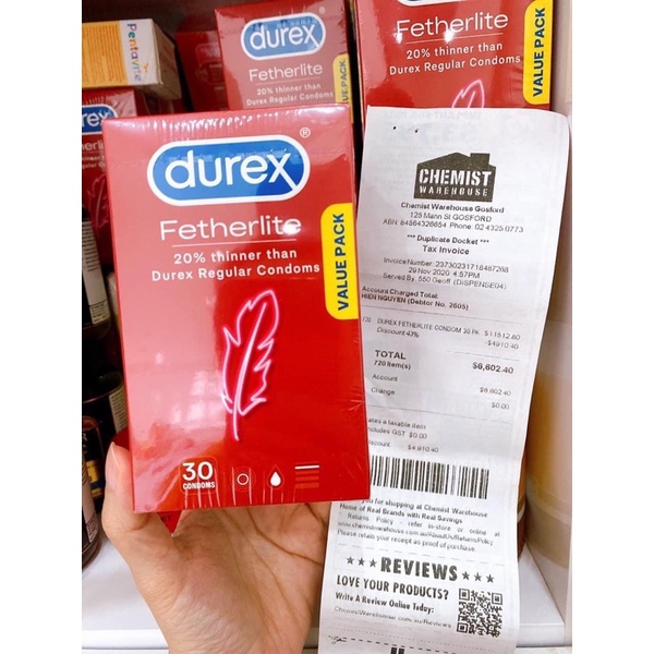Bao cao su Durex Úc hộp 30 chiếc - Durex Fetherlite siêu mỏng