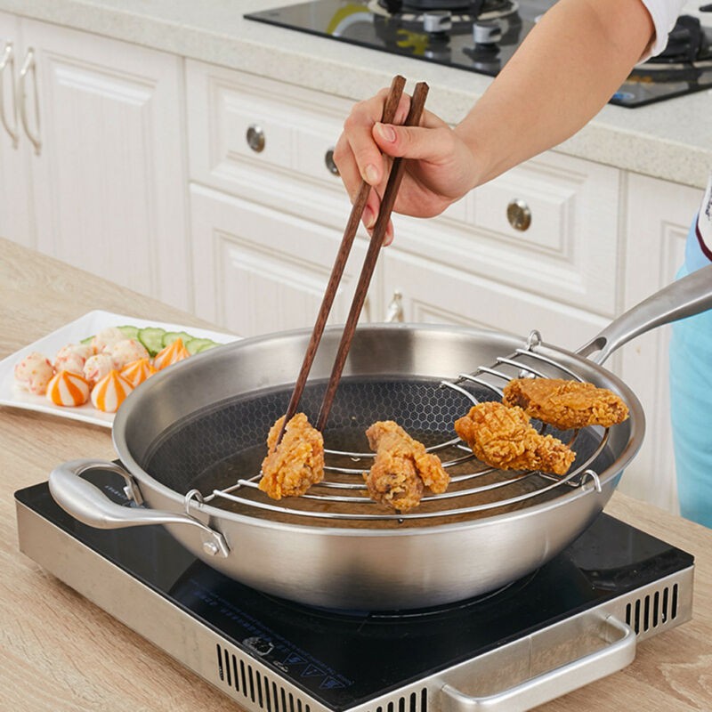 Vỉ gác chảo chiên dán rão dầu mỡ inox 304 sáng bóng dày đẹp