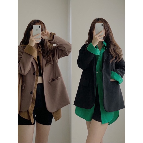 áo blazer nữ 2 lớp, áo vest dài tay cao cấp phong cách hàn quốc