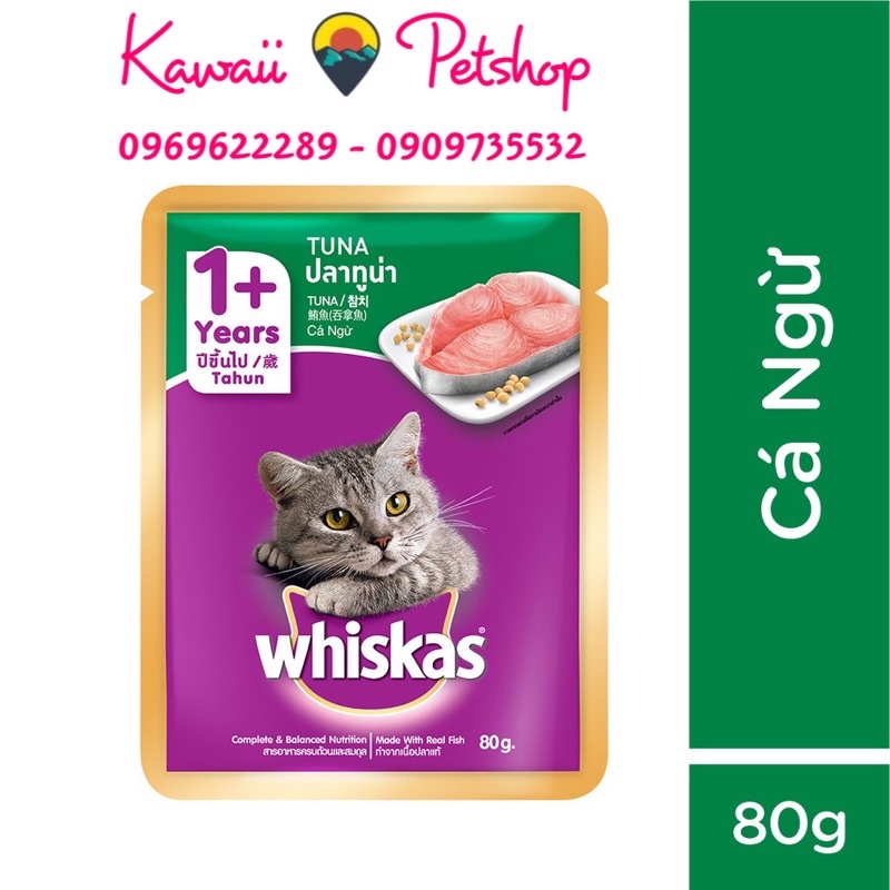 PATE Whiskas cho mèo gói 80gr