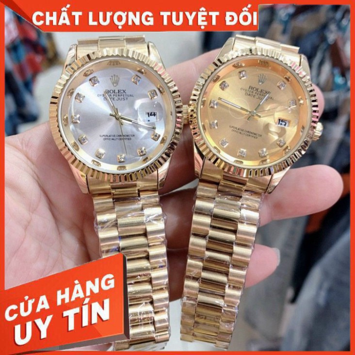 (Rolex.viền trơn) Đồng Nam Rolex156 dây đặc nguyên khối, mạ không rỉ, dây full vàng - Donho.rolex