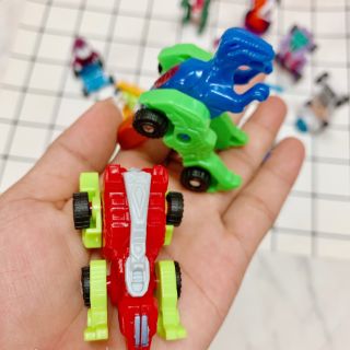 Set 10 xe mini lắp ráp thành robot, khủng long