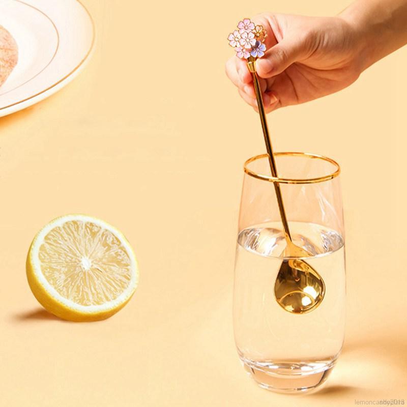 Muỗng Cà Phê Cán Dài Hình Hoa Anh Đào Bằng Thép Không Gỉ