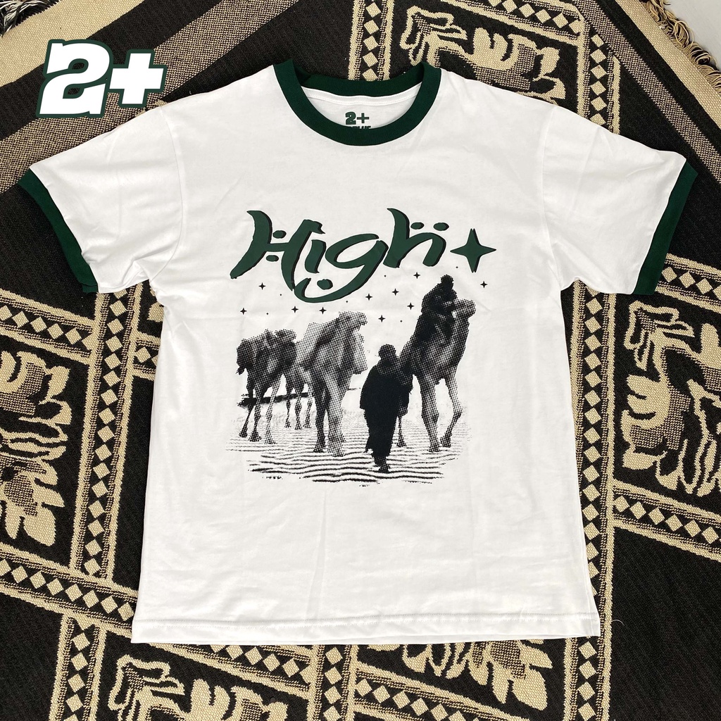Áo thun ringer tee form ôm bó phối xanh lá hot trend 2PLUS 2+