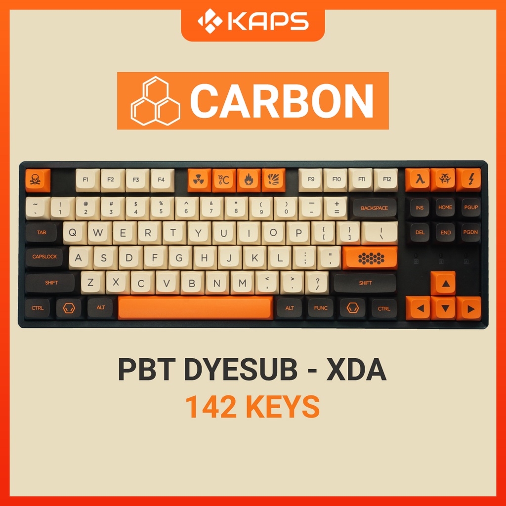 Keycap Carbon PBT profile XDA in dyesub 142 nút cho bàn phím cơ layout 108/104/98/87/84/75/68/64/61