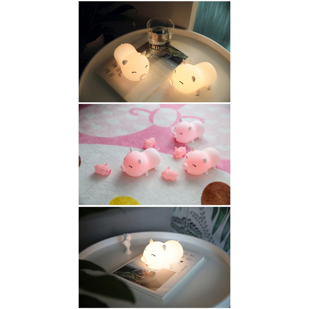 Đèn silicone hình heo hoạt hình - quà tặng sinh nhật, trung thu, đèn trang trí, đèn ngủ, đèn phụ kiện chụp hình