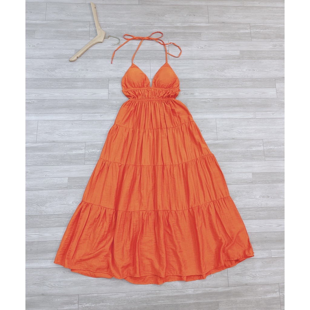 Váy 2s tầng đầm maxi cam 3 tầng xòe chất đũi tơ-Minxy shop | BigBuy360 - bigbuy360.vn