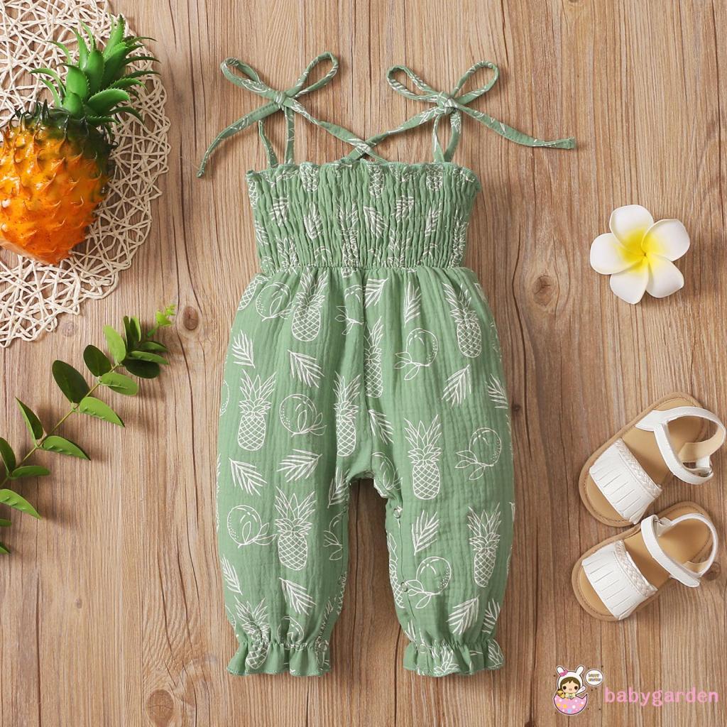 Bộ Áo Liền Quần Không Tay In Hình Quả Dứa Dành Cho Bé Gái 0 Đến 18 Tháng Tuổi