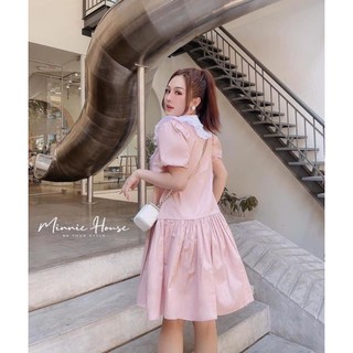 Váy suông hồng cổ  pha bèo