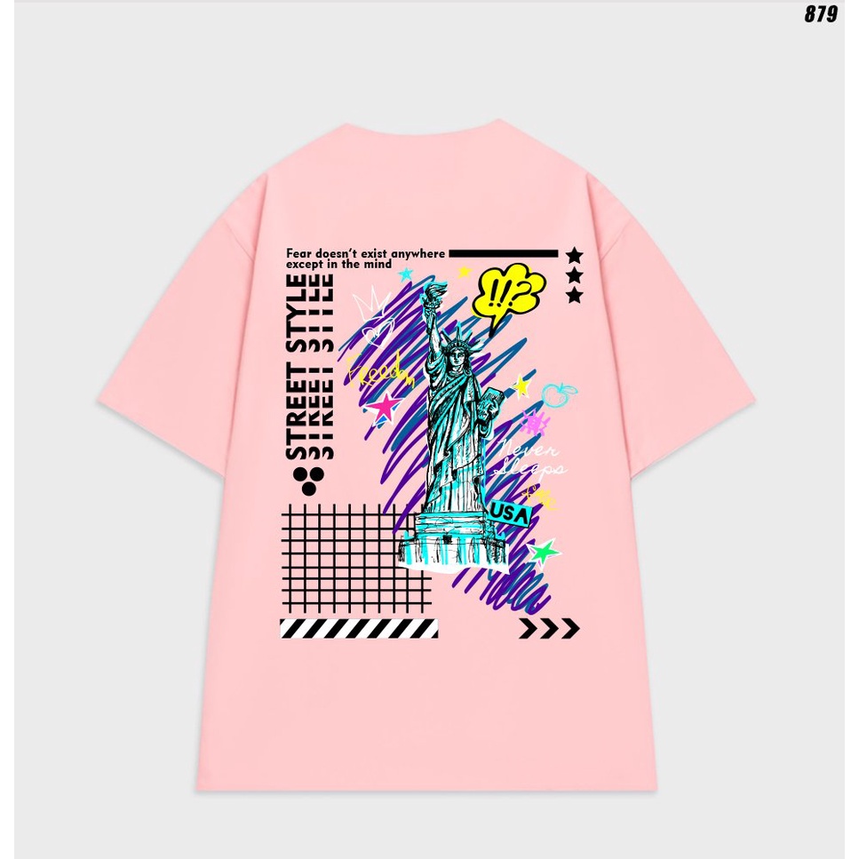 Áo phông unisex form rộng tay lỡ Nam Nữ Tượng nữ thần tự do 879 HY KOREA