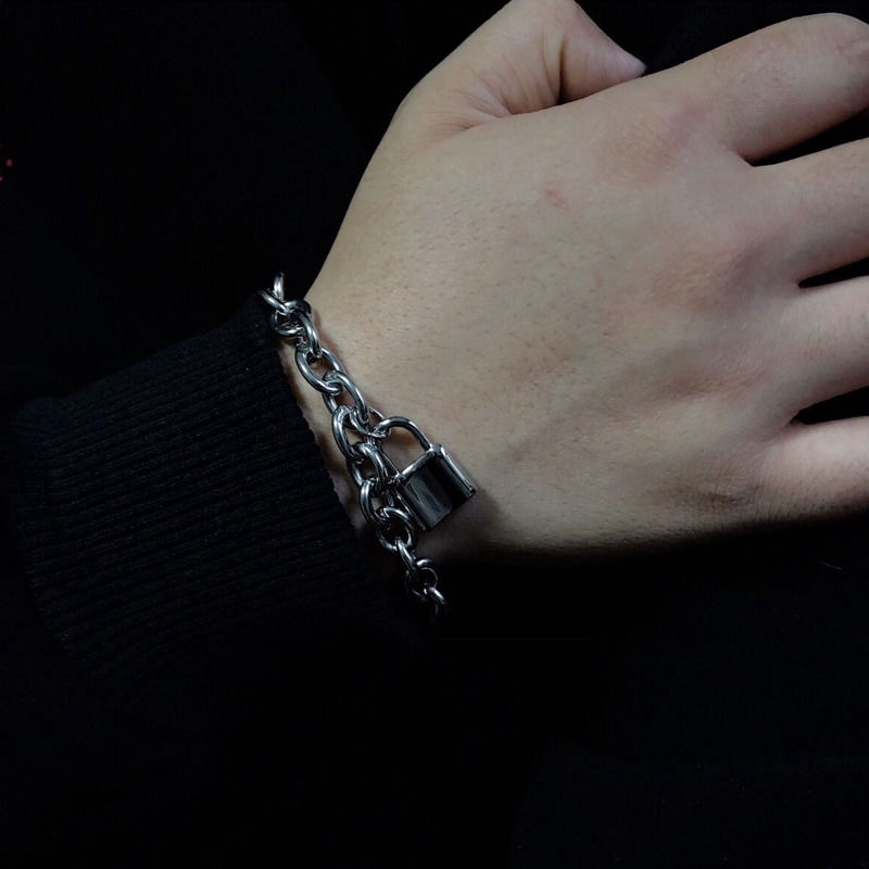 Vòng Đeo Tay Hình Ổ Khóa Độc Đáo Cá Tính Phong Cách Hip-Hop Hàn Quốc