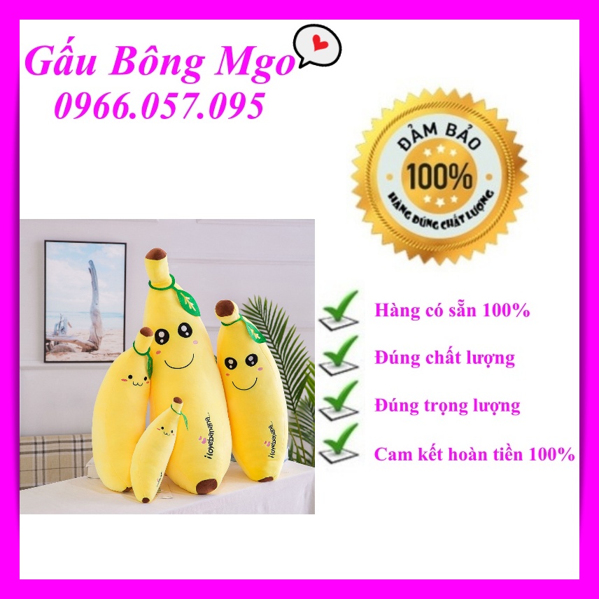 Gối Ôm Gấu Bông Hình Trái Chuối PANANA Dài Vải Nỉ Mềm Mịn An Toàn Cho Ôm Chơi Ngủ Size 70Cm 1m2
