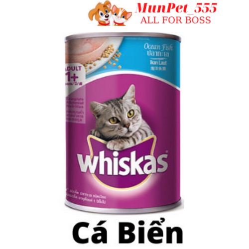 Combo 2 lon pate mèo Whiskas 400g nhập khẩu Thái Lan vị cá biển,cá ngừ