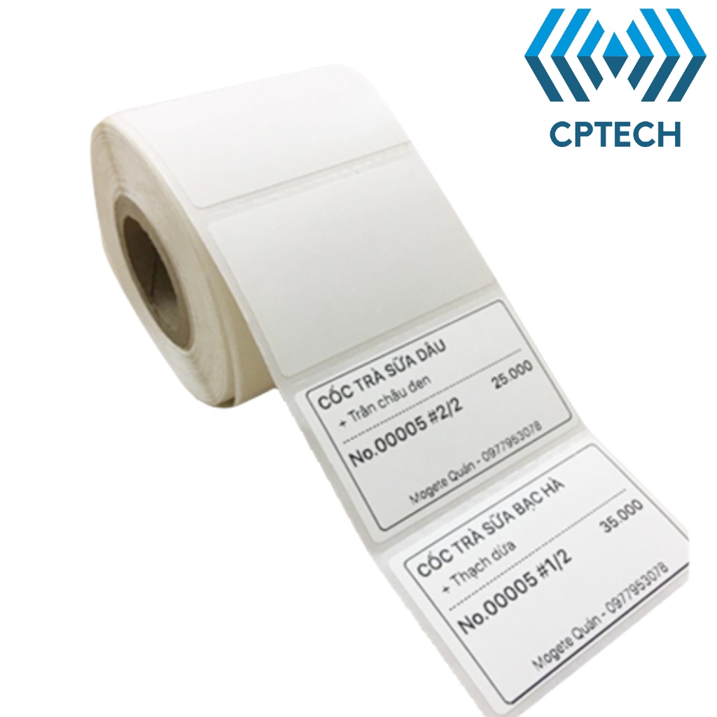 Decal nhiệt in tem nhãn, mã vạch khổ 60x40 mm, cuộn 30m