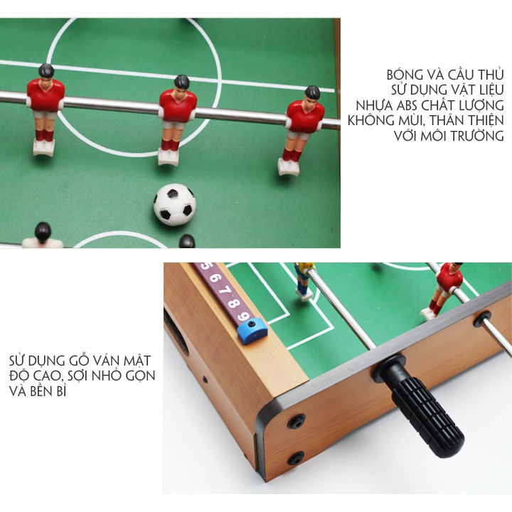 [LOẠI XỊN HÀNG 6 TAY CẦM] Bàn bi lắc bóng đá Table Top Football TTF-69 bằng gỗ 50x25cm