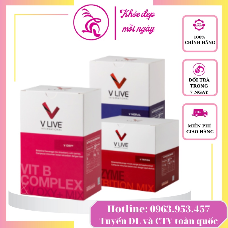 Vlive Bộ 3 thực phẩm dinh dưỡng tế bào tăng khả năng hấp thu oxy, dinh dưỡng, tăng cường hệ thống miễn dich
