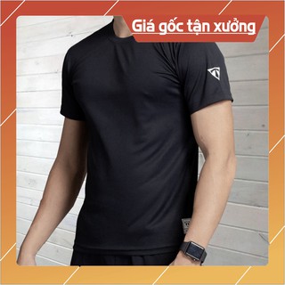 Áo Thun Nam Thể Thao Thun Lạnh Cao Cấp (Đen) Chất Liệu Thấm Hút Mồ Hôi, Co Giãn Tốt