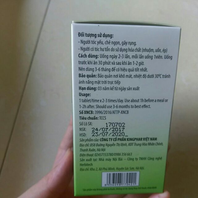 HERBA HAIR KINGPHAR - Viên uống kích thích mọc tóc, chăm sóc tóc hư tổn số, khô xơ, gãy rụng, bạc sớm.