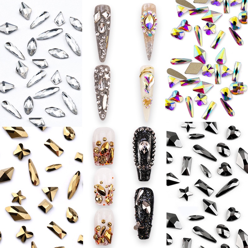 Đá Kim Cương Giả Lấp Lánh Nhiều Màu Đính Móng Tay Nghệ Thuật