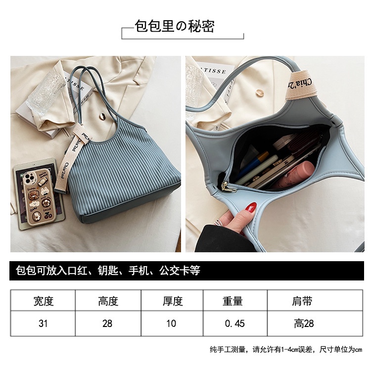 Túi Tote Đeo Vai / Kẹp Nách Xếp Ly Cầm Tay Cỡ Lớn Thời Trang Mùa Hè Hàng Mới 2022 Cho Bạn Gái