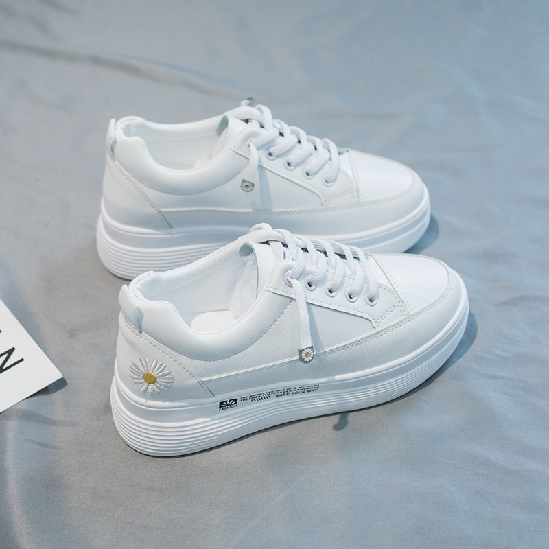 Giày Nữ, Giày Sneaker Nữ G14 Màu Trắng Đế Cao Thêu Hoa Phong Cách Hàn Quốc Đi Học Đi Chơi | BigBuy360 - bigbuy360.vn