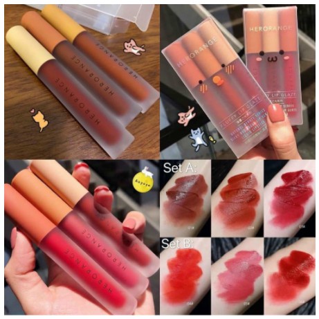 Set 3 Cây Son Kem Lì Herorange Fluffy Lip Glaze