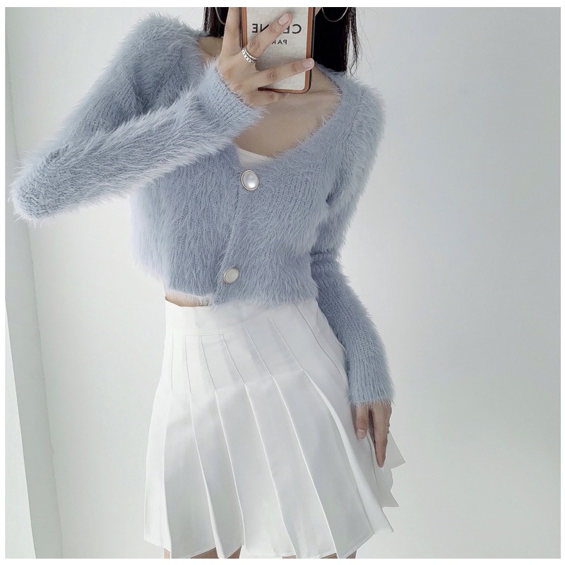Áo croptop len áo khoác cardigan lông tay dài phong cách ulzzang thu đông SAM SAM BOUTIQUE
