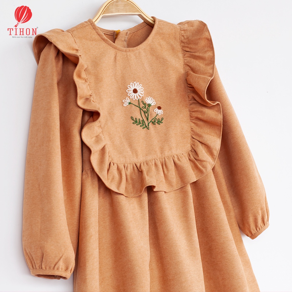 Váy cho bé gái TIHON họa tiết thêu tay phong cách Hàn Quốc cao cấp VT0850145