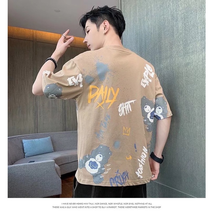 Áo Thun Ngắn Tay Dáng Rộng Phong Cách Hiphop Cá Tính Cho Nam