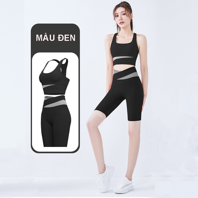 Bộ Đồ Lửng Tập Gym Yoga Earobic Có Mút Ngực Thấm Hút Mồ Hôi Co Giãn 4 Chiều  - BL01